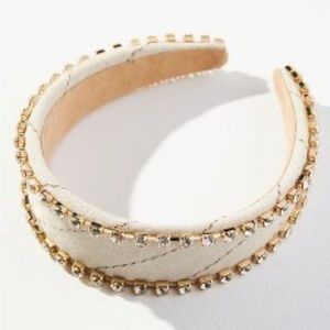 Anthropologie Violet and Brooks Striped Crystal Headband - Tan (Sold-Out) NWT